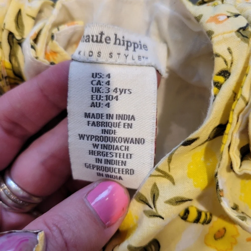 Haute Hippie Little Girls 4 Yellow Bee Beehive Print Dress Novelty Summer Spring